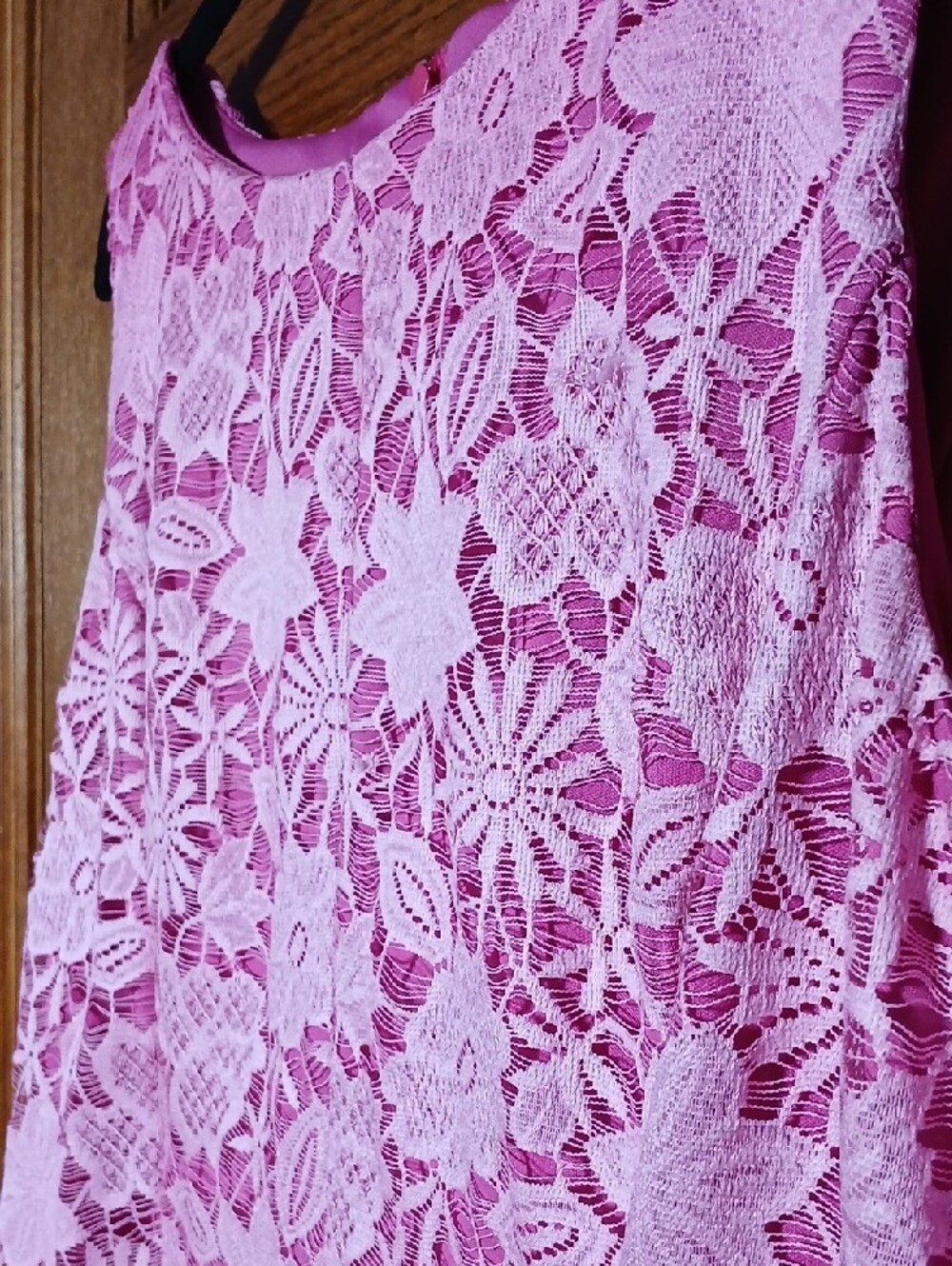 New York & Company Ombre Pink Lace-Trim Dress - Picture 8 of 9